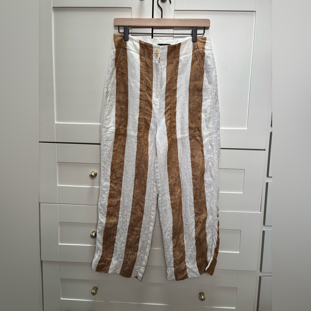 JCrew 100% Linen Cropped Pants